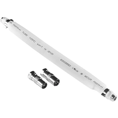 Afbeelding van Poppstar 21,5cm SAT Raam Doorvoer (2mm Venster Kabel Vlak), 2x F connectors (1x naar Antenneaansluiting, 1x Antenneplug), Wit