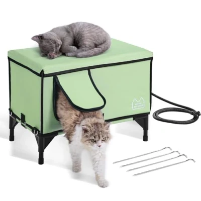 Afbeelding van VEVOR Kattenhuis Cat Cave Hut Verwarmd 53x33x42cm Groen (M)