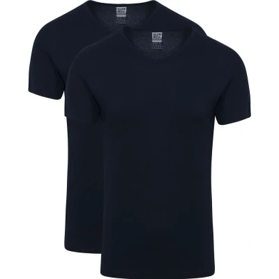 Afbeelding van Alan Red Vancouver T Shirt V Hals Navy 2 Pack maat XL Heren Basic met Slim fit Pasvorm Duurzaam