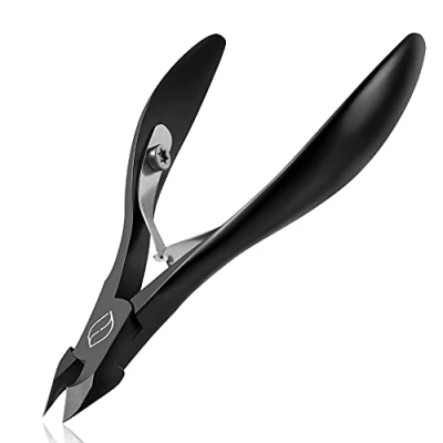 Afbeelding van FERYES nagelriemtang 1/2 kaak professionele roestvrijstalen nagelriemschaar en dubbele veren nagelknipper verwijderaar pedicure manicure tool, FL N300, zilver (zwart)
