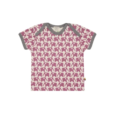 Afbeelding van loud + proud Uniseks kinderolifantenprint, GOTS gecertificeerd T shirt, grape, 98 104