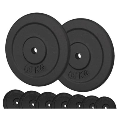 Afbeelding van G5 HT SPORT Halterschijven van gietijzer, diameter 25 mm, voor fitnessstudio en thuisgym, 0,5 tot 20 kg, halters lange (2 x 05 kg)
