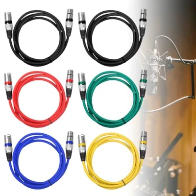 Afbeelding van BYZESTY 6 stuks XLR kabel, DMX microfoonkabel, XLR, microfoon symmetrisch audio verlengkabel, 3 polige adapter, stekker naar vrouwelijke voor studio recorder, microfoon, mixer