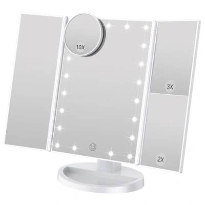 Afbeelding van WEILY Verlichte Makeup Spiegel met 21 LED lampen, Dual Power Supply 2X/3X Vergrotende (Wit)