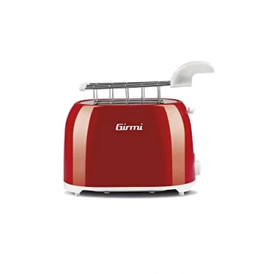 Afbeelding van Girmi TP10 Broodrooster, 750 W, roestvrijstalen tang, 7 kookstanden, kruimelopvangbak, automatische uitschakeling, rood