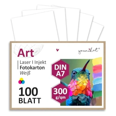 Afbeelding van younikat DV_411 Set van 100 blanco kaarten, DIN A7, om zelf vorm te geven, knutselen, schilderen, beschrijven, voor notities, als indexkaart en nog veel meer