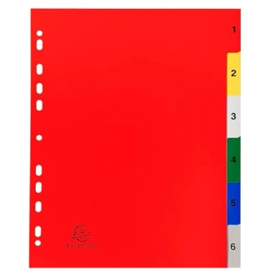 Afbeelding van Tabblad 20 st bedrukte tabs gekleurd pp 1 tot 6 A4 Exacompta