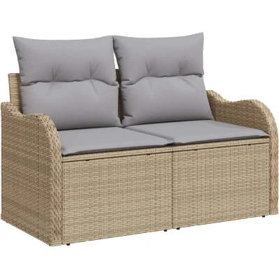 Afbeelding van vidaXL 10 delige Tuin Sofa Set met Kussens Beige Poly Rattan