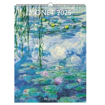 Afbeelding van DRAEGER PARIS Decoratieve wandkalender 29 x 39 cm 2025 7 talen januari tot december 12 foto&#039;s verkrijgbaar in verschillende thema&#039;s Monet Wandplanner Afneembare foto