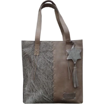 Afbeelding van Blended leren shopper sand/sand