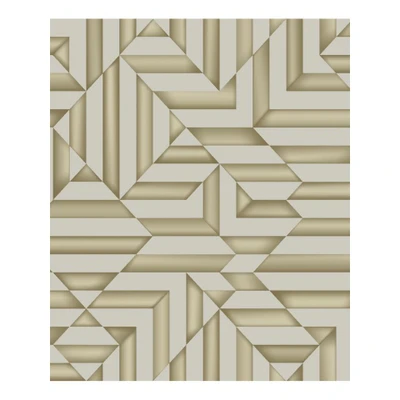 Afbeelding van Leen Bakker Dutch Wallcoverings Galactik Ruit/streep Beige/goud 0,53x10,05m Behang Beige Vlies