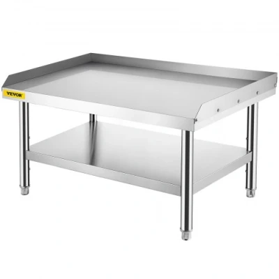 Afbeelding van VEVOR roestvrijstalen grillstandaard, 122 x 76 61 cm tafel, grillstandaardtafel met verstelbare plank, apparaatstandaard grilltafel voor hotel, huis, restaurantkeuken, enz.