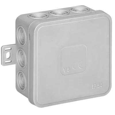 Afbeelding van Miratic Opbouw Kabel Aftakdoos IP54 Cable Box CLICK aansluitdoos Electronics 12 Doorvoeren Kabeldoos 75x75x41mm (Grijs)
