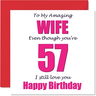Afbeelding van Grappige 57e Verjaardagskaarten voor Vrouw 57 I Still Love You Gelukkige Verjaardagskaart van Man Partner, Zevenenvijftig Vijftig Banter Cadeaus, 145mm x Grap Humor Wenskaarten