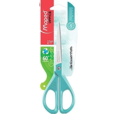 Afbeelding van Maped Essentials, symmetrisch, 17 cm, blauwe schaar, messen en klinknagels van roestvrij staal, ergonomische ringen voor beide handen scherpe punt
