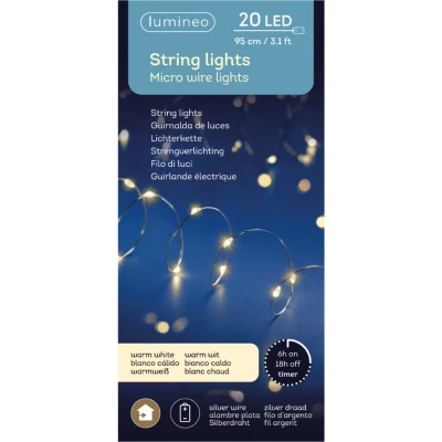 Afbeelding van Dauwdruppel Zilver 95cm 20 LED lampjes op batterij