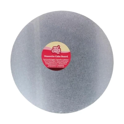 Afbeelding van FunCakes Cake Board Rond 25 cm Zilver: Ronde Drum, Basis Voor Het Presenteren Van Taarten, Hoge Kwaliteit, Luxe Uitstraling, 1 Stuk
