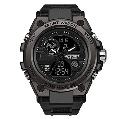 Afbeelding van RORIOS Militair sporthorloge voor heren en jongeren, digitaal kwartshorloge met siliconen armband, elektronisch alarmtimer, zwart, Riemen.