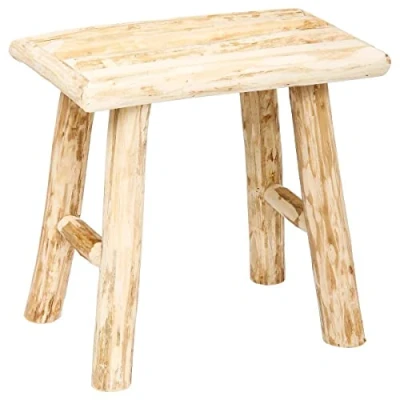 Afbeelding van Atmosphera Zit krukje/bijzet stoel hout houtskleur L23 x B34 H31 cm Krukjes