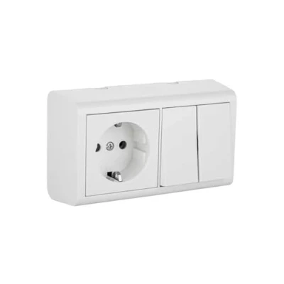 Afbeelding van huzur elektrik stopcontact met lichtschakelaar, wandstopcontacten en schakelaarset, inbouw uit wisselschakelaar