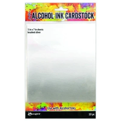 Afbeelding van Ranger Alcohol Ink Surfaces Brushed Silver 5x7 10 sh TAC65494 Tim Holtz (02 19)