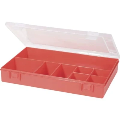 Afbeelding van hünersdorff Assortimentdoos PP Classic met 8 vakken, stabiele sorteerdoos voor schroeven en andere kleine onderdelen, vaste vakindeling, 22,5 x 33,5 5,5 cm, rood