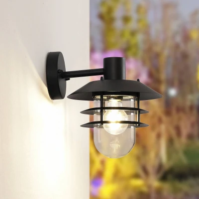 Afbeelding van Lindby Meliora buitenwandlamp, zwart, IP44