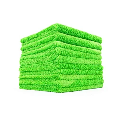 Afbeelding van The Rag Company Creature Edgeless Auto Detailing Handdoeken (10 Pack) Professionele 70/30 Blend, Dual Pile Pluche Microvezel, Buffing &amp; Polijsten, 420gsm, 16&quot; x 16&quot;, Lime Groen