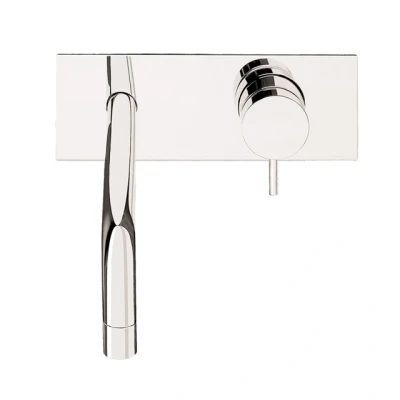 Afbeelding van Waterevolution Flow inbouw wastafelkraan met afdekplaat chroom uitloop 25cm T1161B01 25