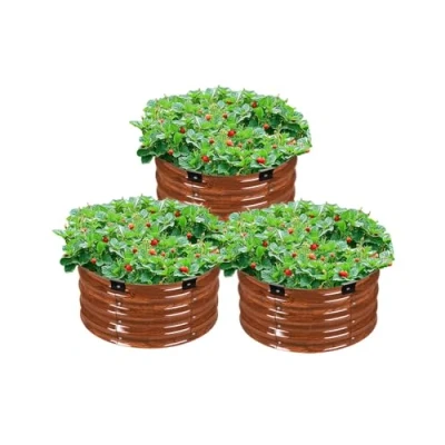 Afbeelding van VEVOR verhoogde plantenbak metalen set van 3 590x265mm