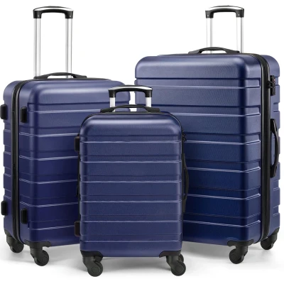 Afbeelding van YYCHAN Kofferset 3 delig Reiskoffer Set koffersets Ciferslot 38 L Handbagage + 75 Trolley +110L Groot BLAUW