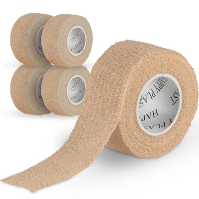 Afbeelding van Happyplast lijmvrije pleister (beige) 5 vingerpleisters waterdicht zelfklevend elastisch Zelfklevende pleisterband 2,5 cm x 4,5 m gevoelig