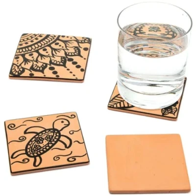 Afbeelding van Baker Ross FC908 Vierkante Terracotta Onderzetters Set van 6, Schilderen voor Kinderen, Knutselset Kinderen
