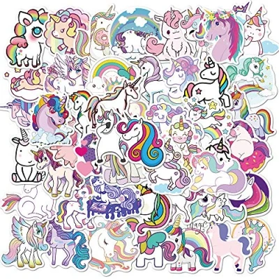 Afbeelding van Kawaii VSCO Eenhoornstickers 50 stuks, Vinyl Stickers voor Kinderen en Meisjes, Klein Graffiti Fiets, Skateboard, Laptop, Auto, Motorfiets, Bagage, Koffer, doe het zelf Feestbenodigdheden