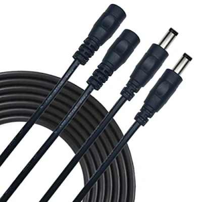 Afbeelding van Liwinting 2 stuks 3 m DC verlengkabel 5,5 mm x 2,5 aansluitkabel DC/DC connectorkabel verdeler mannelijk naar vrouwelijke connector voor voeding zwart