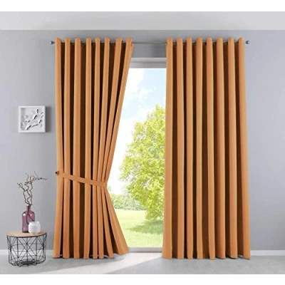 Afbeelding van Gardinenbox gordijnen ondoorschijnend &quot;NewYork&quot; oranje H x B 225 295 cm 2 pack thermische verduisteringsgordijn verduisterende oogjes geluidsisolerend Öko Tex UV bescherming vouwhouder