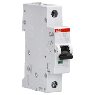 Afbeelding van Abb s201 installatieautomaat 1p b karakteristiek 6a iec en 60898 1 6 ka iec60947 2 10 module breedte 17 5mm 2cds251001r0065