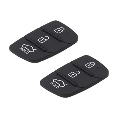 Afbeelding van YINETTECH 2 Pack 3 Knop Rubber Key Pads Zwarte Voor Auto Smart Afstandsbediening Sleutelhanger Vervanging Onderdelen