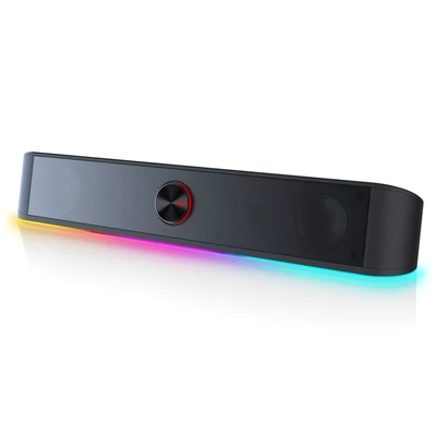 Afbeelding van Redragon GS560 RGB Desktop Soundbar, 2.0 kanaals computerluidspreker met dynamische verlichtingsbalk Audio Light Sync/Display, Touch Control Backlit volumeknop, USB voeding 3,5 mm kabel, wit