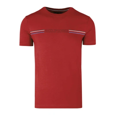 Afbeelding van Tommy Hilfiger Stripe Chest TEE Tshirt print, Heren, Maat: Medium, Primary red
