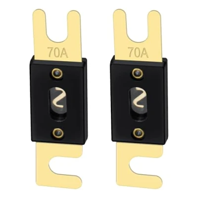 Afbeelding van Heschen ANL Fuse 70 Amp voor auto voertuigen audiosysteem blad goud toon &amp; zwart 2 Pack