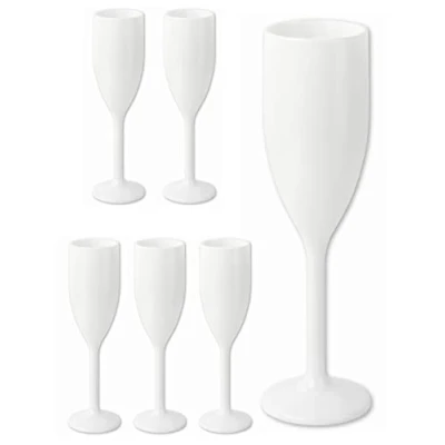 Afbeelding van Schramm® Herbruikbare champagneglazen in wit selecteerbaar 6, 12, 24 of 48 stuks 160 ml champagne glas flutes goblet steel glas, Grootte:6 Stück