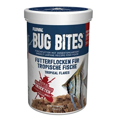 Afbeelding van Fluval Bug Bites Visvoer Vlokken, met insectenlaven, voor tropische vissen, 1000 ml