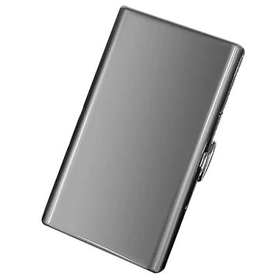 Afbeelding van Sigarettenetui voor dames en heren lichtgewicht draagbare sigarettendoos 12 100 mm sigaretten/bankkaarten stijlvol ontwerp, mooi royaal (12 stuks mm, parelzwart)