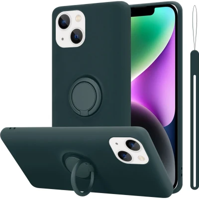 Afbeelding van Cadorabo Hoesje geschikt voor Apple iPhone 14 in LIQUID GROEN Beschermhoes van TPU silicone Case Cover met ring