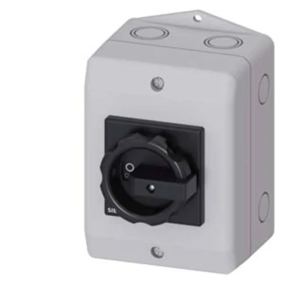 Afbeelding van Siemens hoofdschakelaar in kunststof behuizing 3ld2 iu 16a p ac 23a bij 400v 7 5kw 1no 1nc 1n terminal ip65 zwart 3ld2064 1gp51