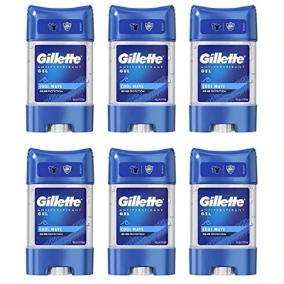 Afbeelding van Gillette Antiperspirant Deodorant Gel For Men, 420 ml (70 x 6), 48 Hour Invisible Sweat and Odour Protection, Cool Wave