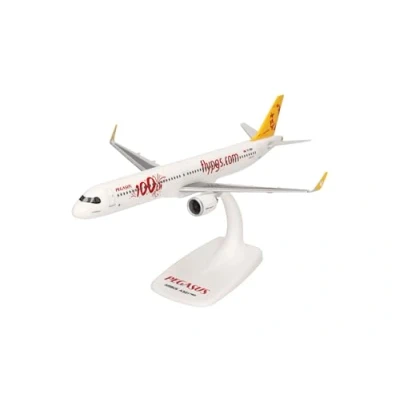 Afbeelding van Herpa Snap Fit modelvliegtuig Airbus A321neo 100th Pegasus Airlines, miniatuur op schaal 1:200, verzamelbaar, model met standaard, kunststof