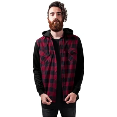 Afbeelding van Urban Classics Mannen Hooded geruite Flanell zweet mouw Shirt Leisure S