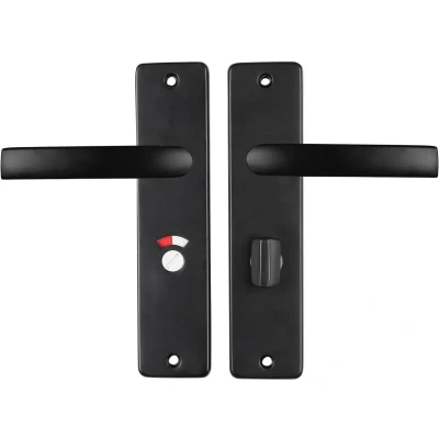 Afbeelding van Deurklink met wc sluitingschild Starx Blok 57 mm (Aluminium, Zwart)